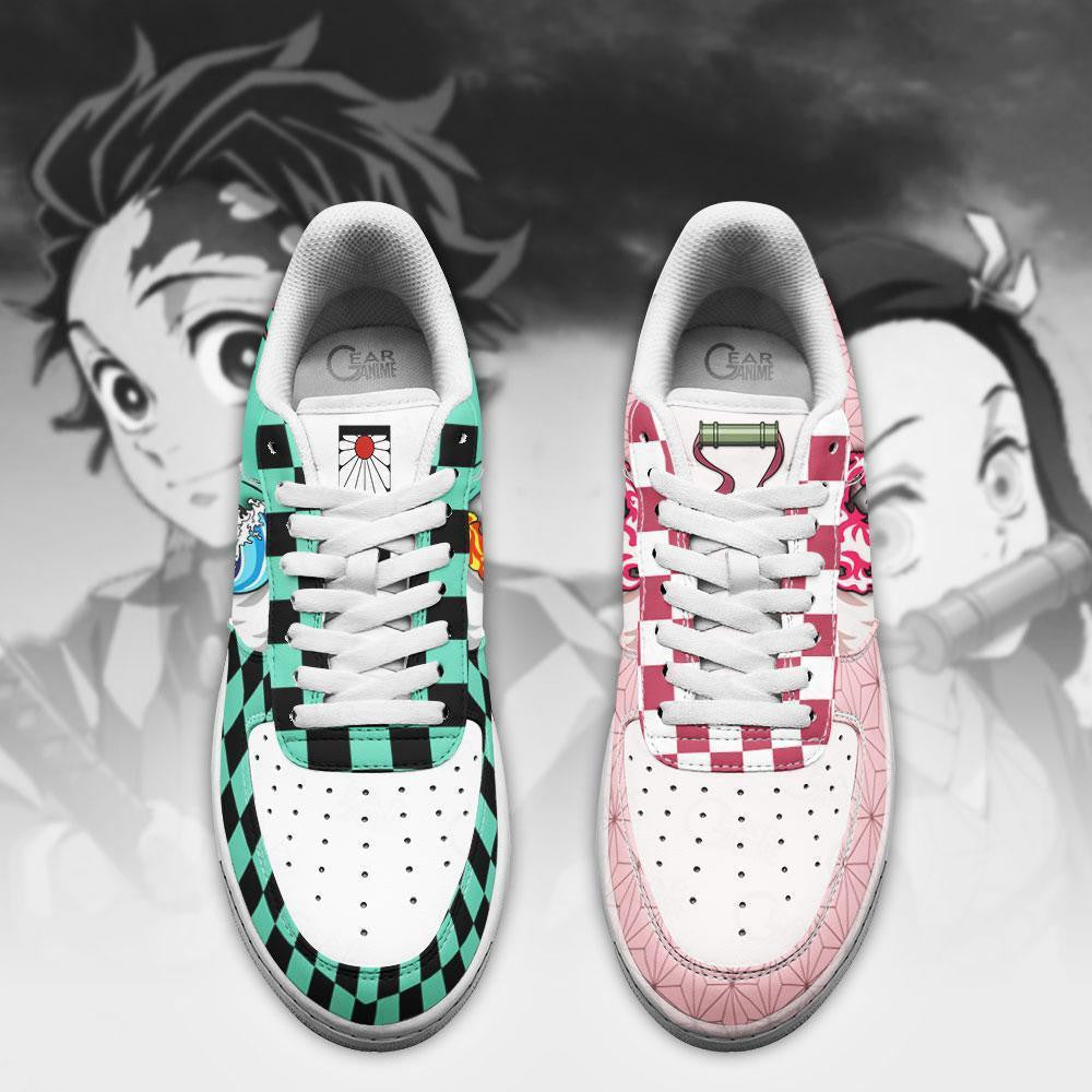 Baskets Anime Nezuko Kamado and Tanjro en Cuir Chaussures Basses Unisexes Demon Slayer