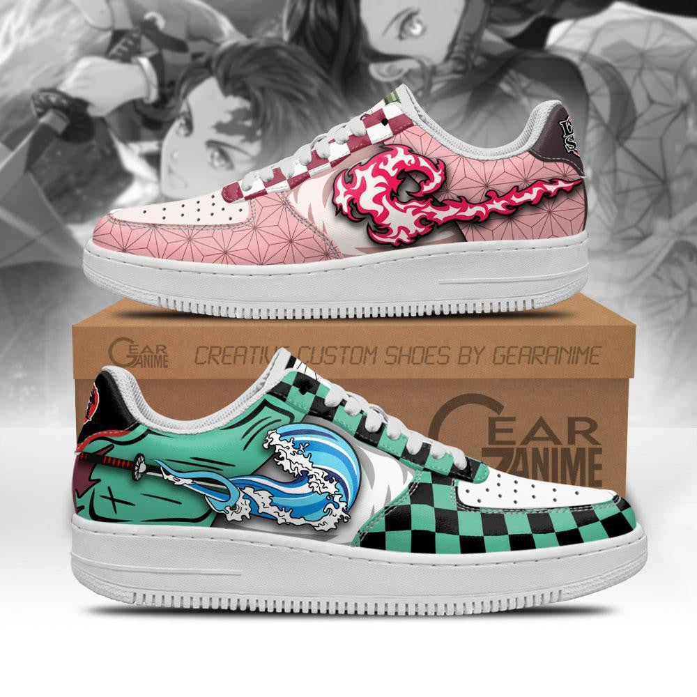 Baskets Anime Nezuko Kamado and Tanjro en Cuir Chaussures Basses Unisexes Demon Slayer