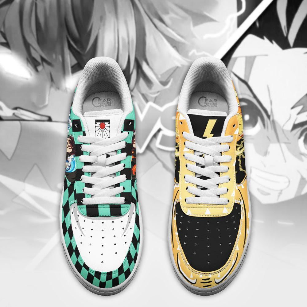 Baskets Anime Tanjro and Zenitsu Custom Low-Top Leather Sneakers Breathing Form en Cuir Chaussures Basses Unisexes Anime Manga