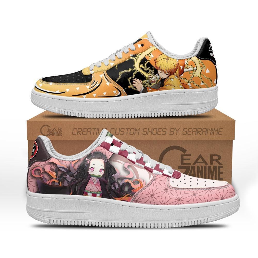 Baskets Anime Zenitsu and Nezuko en Cuir Chaussures Basses Unisexes Demon Slayer