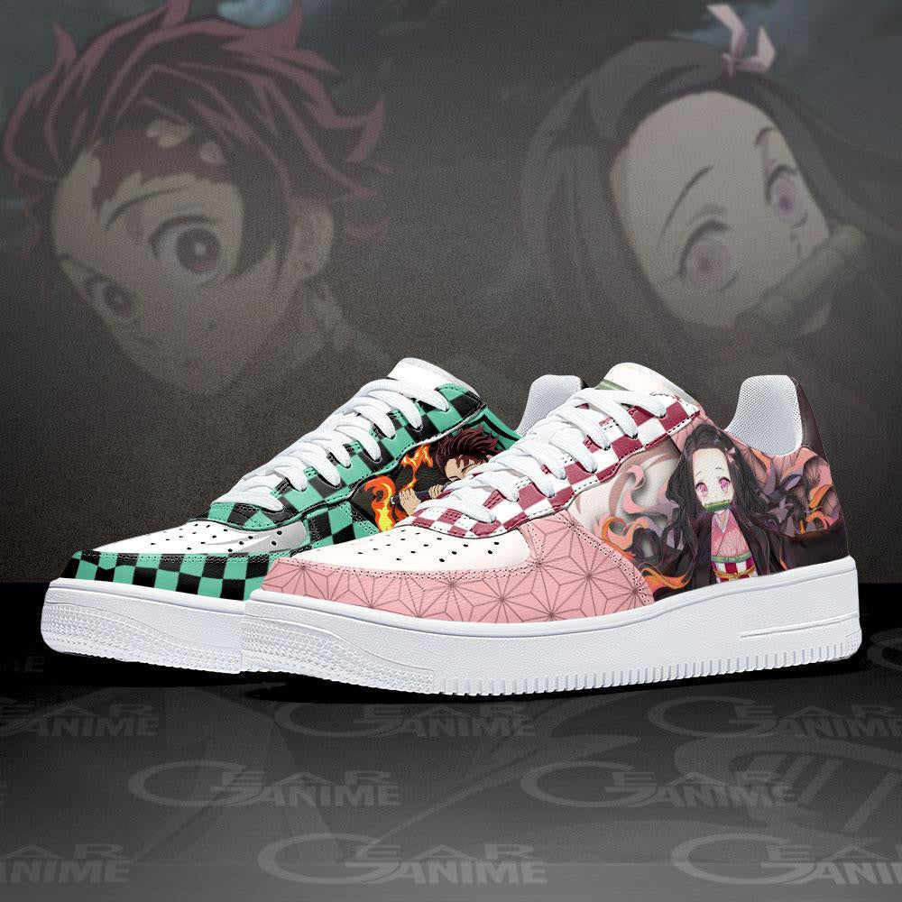 Baskets Anime Tanjro and Nezuko en Cuir Chaussures Basses Unisexes Demon Slayer