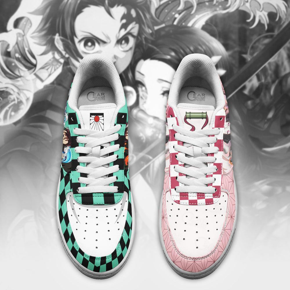 Baskets Anime Tanjro and Nezuko en Cuir Chaussures Basses Unisexes Demon Slayer