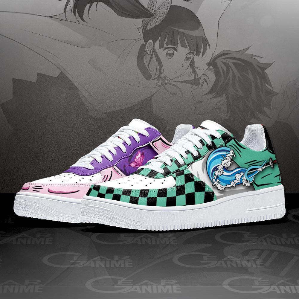 Baskets Anime Kanao and Tanjiro en Cuir Chaussures Basses Unisexes Demon Slayer