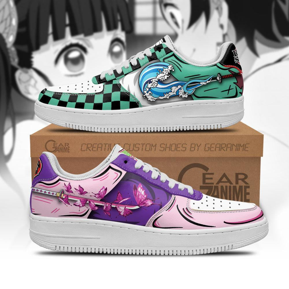 Baskets Anime Kanao and Tanjiro en Cuir Chaussures Basses Unisexes Demon Slayer