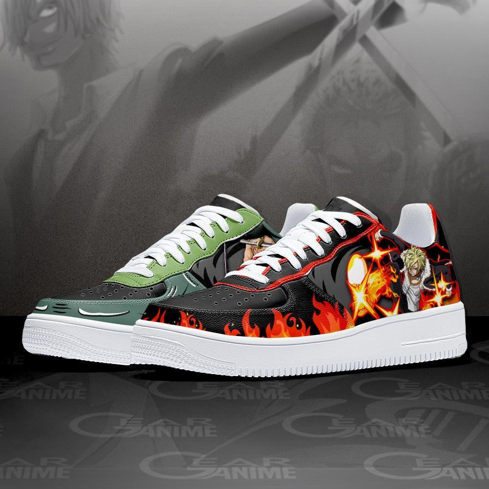 Baskets Anime Zoro and Sanji en Cuir Chaussures Basses Unisexes One Piece