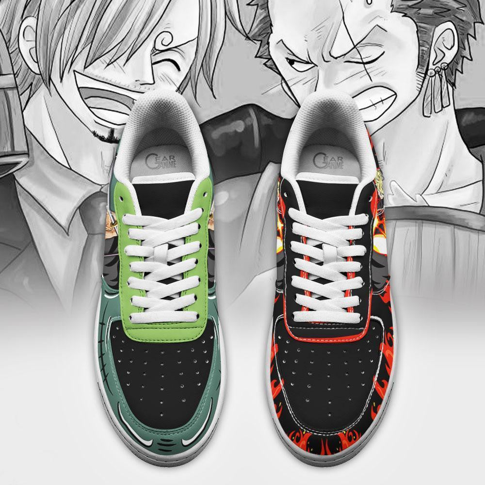 Baskets Anime Zoro and Sanji en Cuir Chaussures Basses Unisexes One Piece
