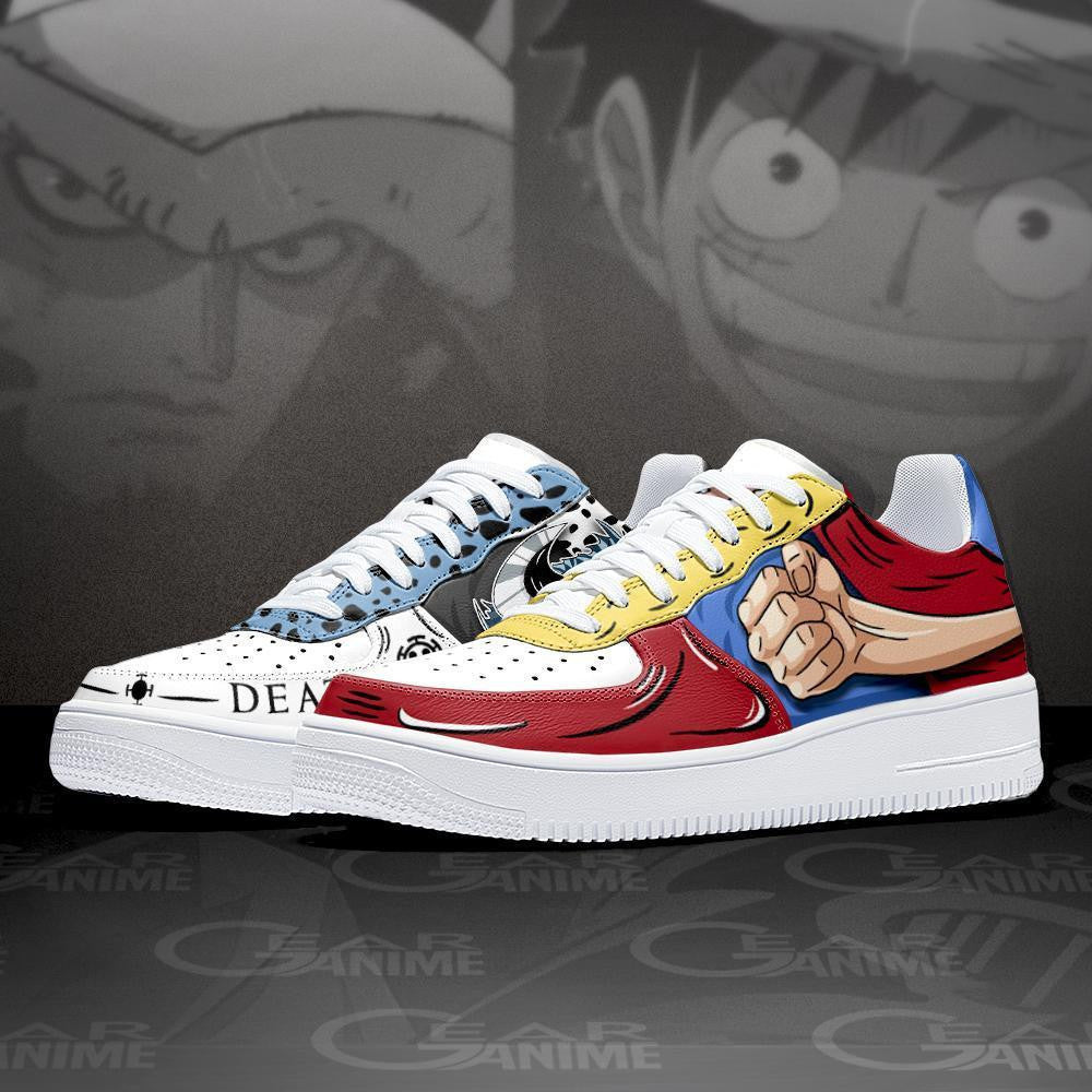 Baskets Anime Luffy and Law en Cuir Chaussures Basses Unisexes One Piece