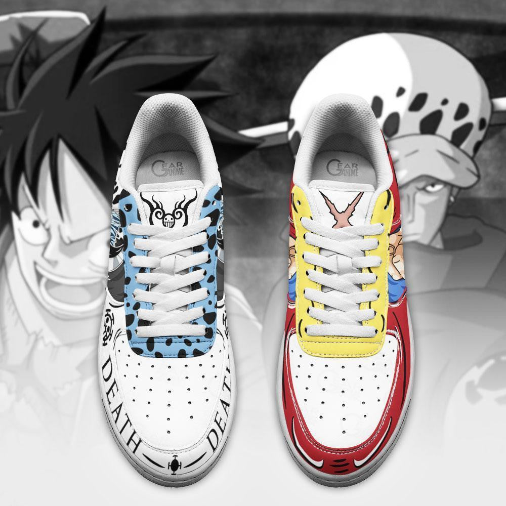 Baskets Anime Luffy and Law en Cuir Chaussures Basses Unisexes One Piece