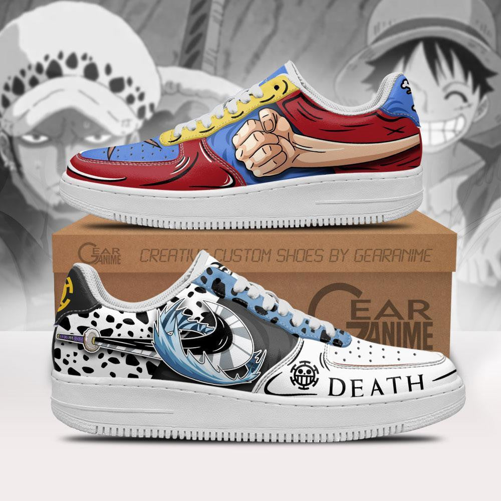Baskets Anime Luffy and Law en Cuir Chaussures Basses Unisexes One Piece