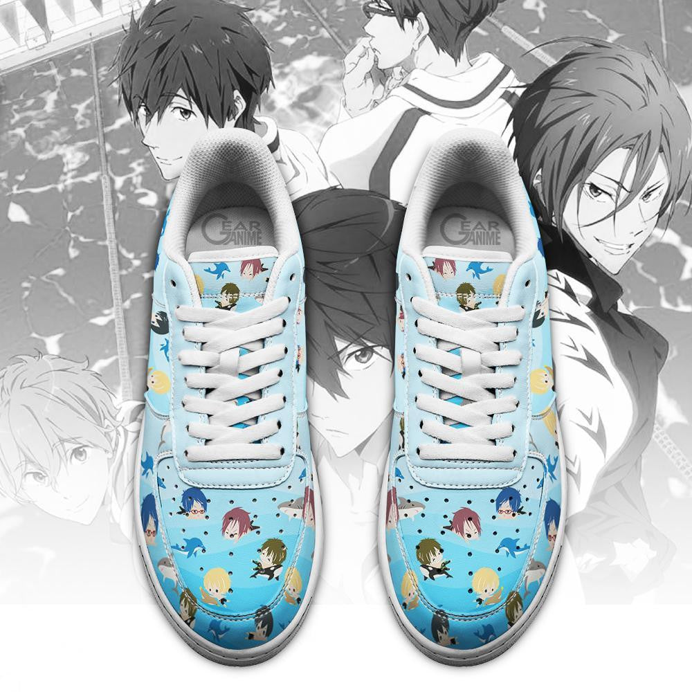 Baskets Anime Free Iwatobi Swim Club Chibi en Cuir Chaussures Basses Unisexes Anime Manga