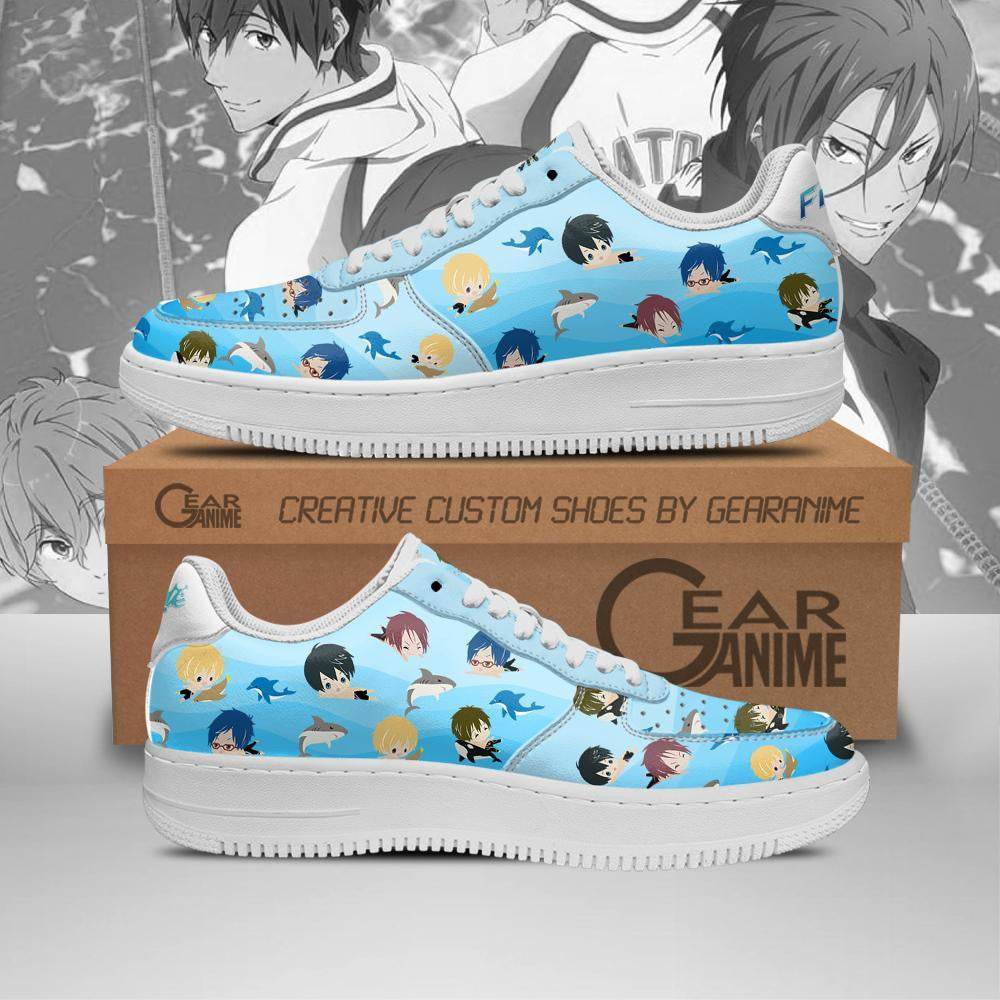 Baskets Anime Free Iwatobi Swim Club Chibi en Cuir Chaussures Basses Unisexes Anime Manga