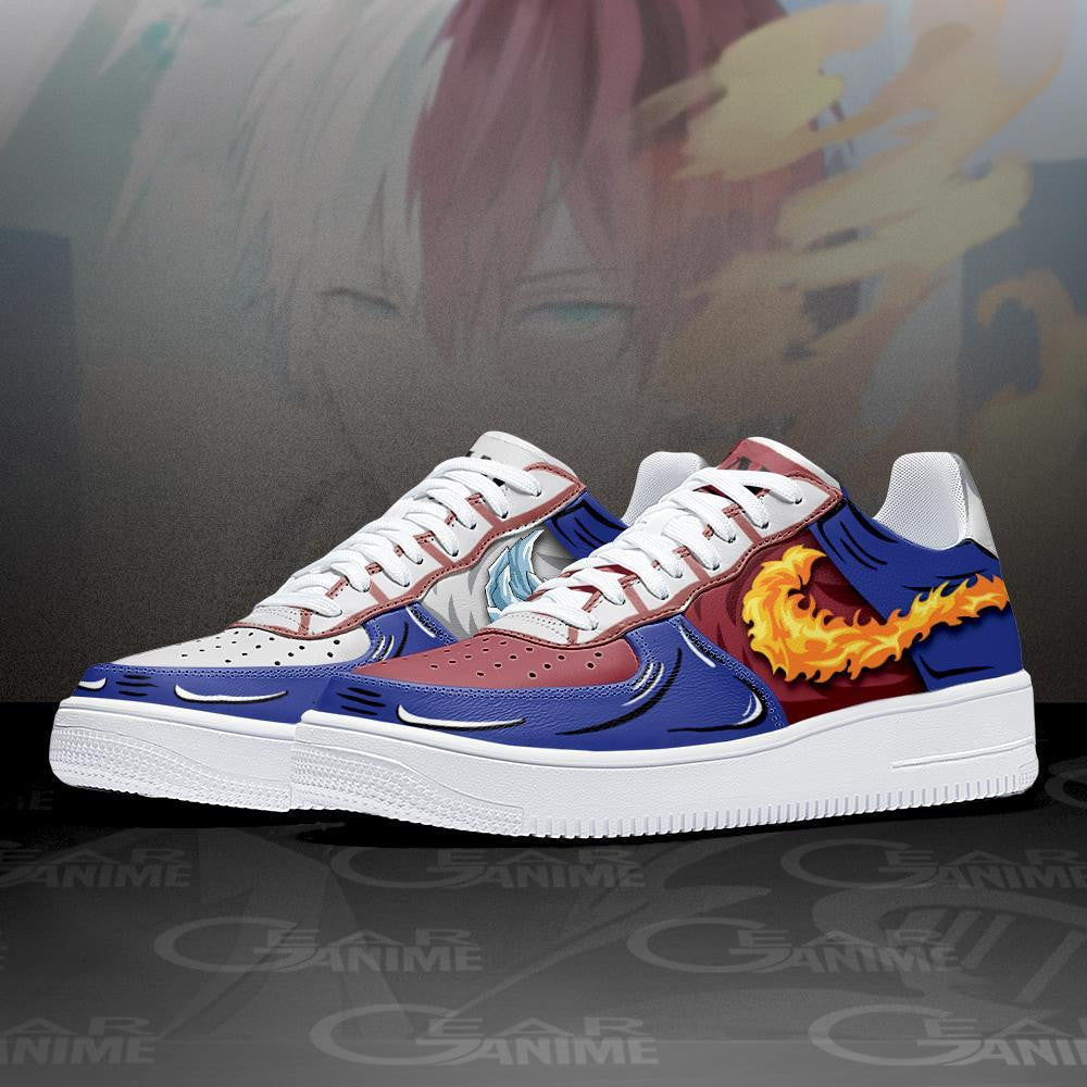 Baskets Anime Shoto Todoroki Ice and Fire en Cuir Chaussures Basses Unisexes Anime Manga