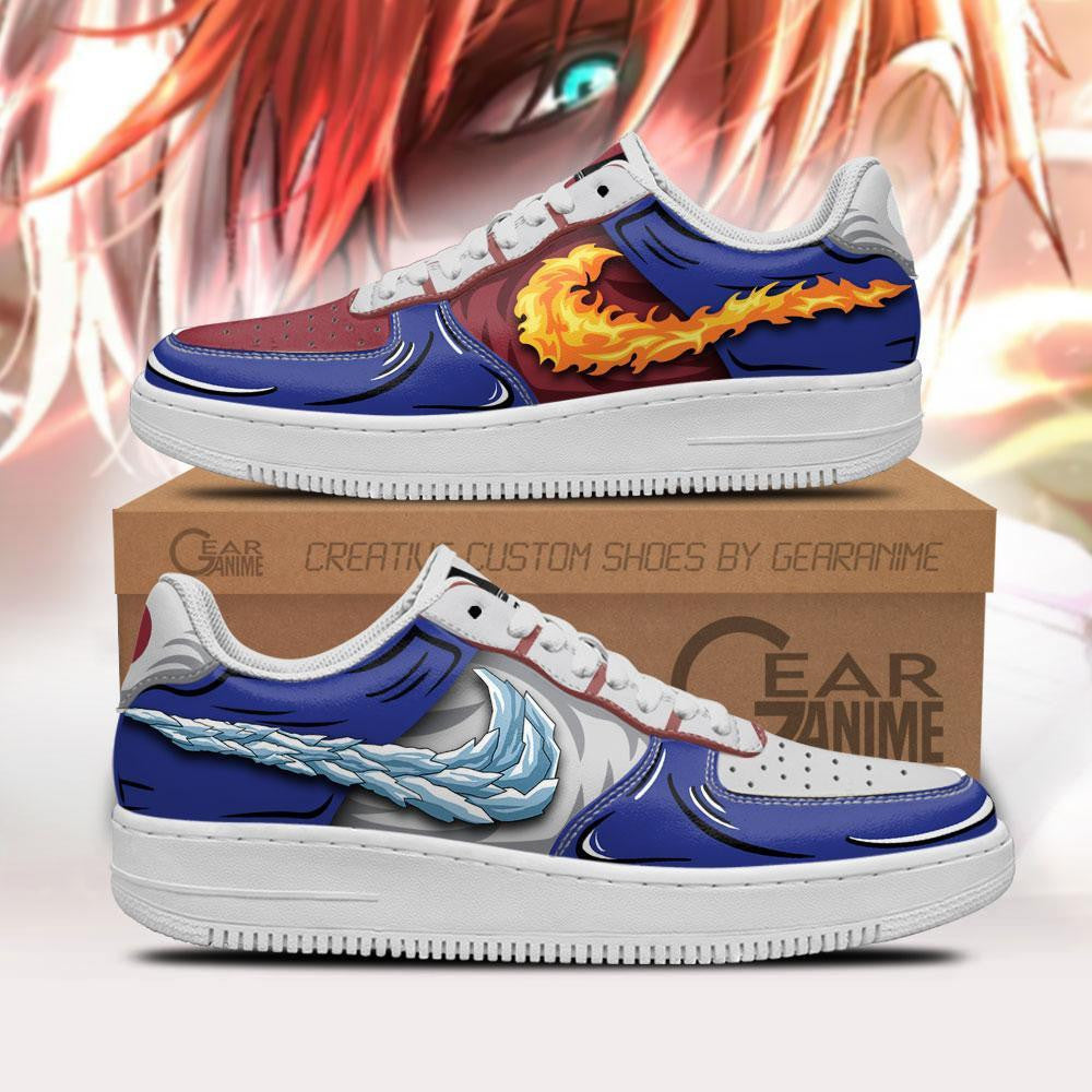 Baskets Anime Shoto Todoroki Ice and Fire en Cuir Chaussures Basses Unisexes Anime Manga