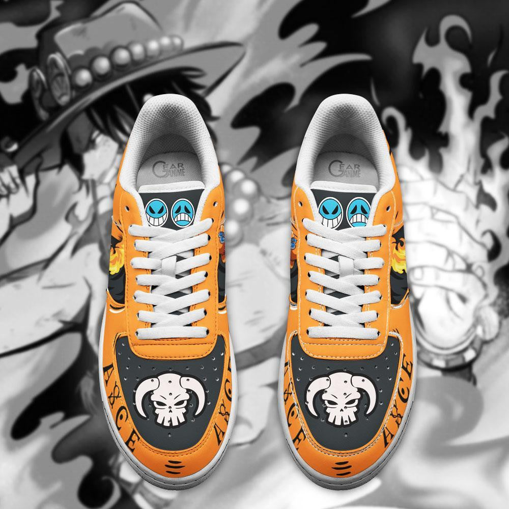 Baskets Anime Portgas D Ace Custom Low-Top Leather Sneakers Mera Mera no Mi en Cuir Chaussures Basses Unisexes Anime Manga