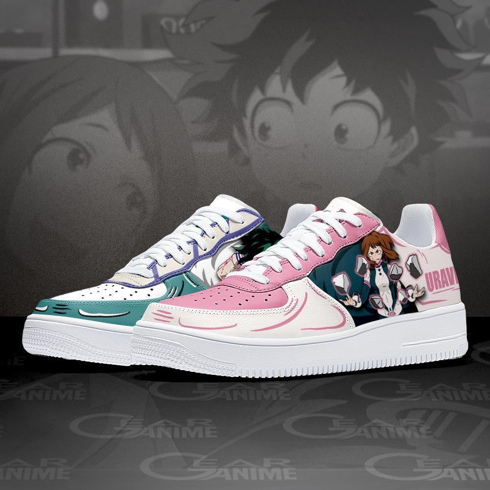 Baskets Anime Uraraka and Deku en Cuir Chaussures Basses Unisexes Anime Manga