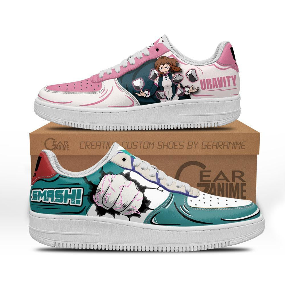 Baskets Anime Uraraka and Deku en Cuir Chaussures Basses Unisexes Anime Manga