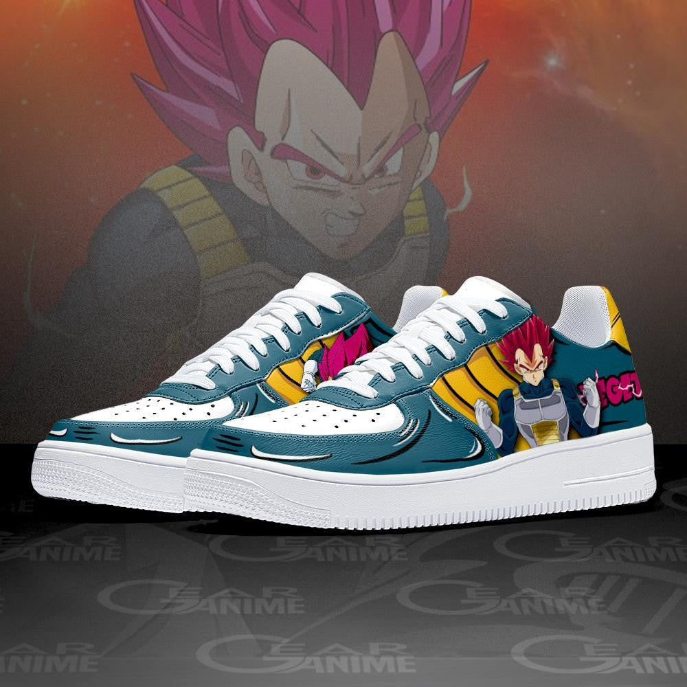 Baskets Anime Vegeta SSJ God en Cuir Chaussures Basses Unisexes Dragon Ball