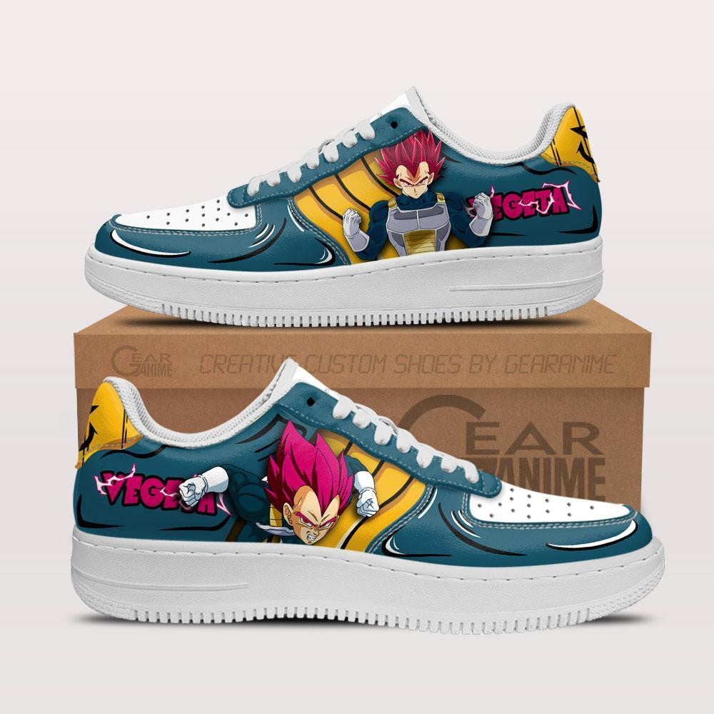 Baskets Anime Vegeta SSJ God en Cuir Chaussures Basses Unisexes Dragon Ball