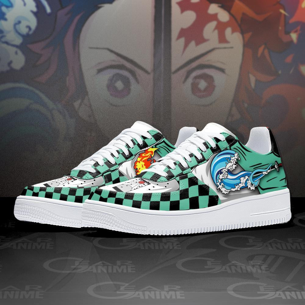 Baskets Anime Tanjiro Water & Fire Breathing en Cuir Chaussures Basses Unisexes Demon Slayer