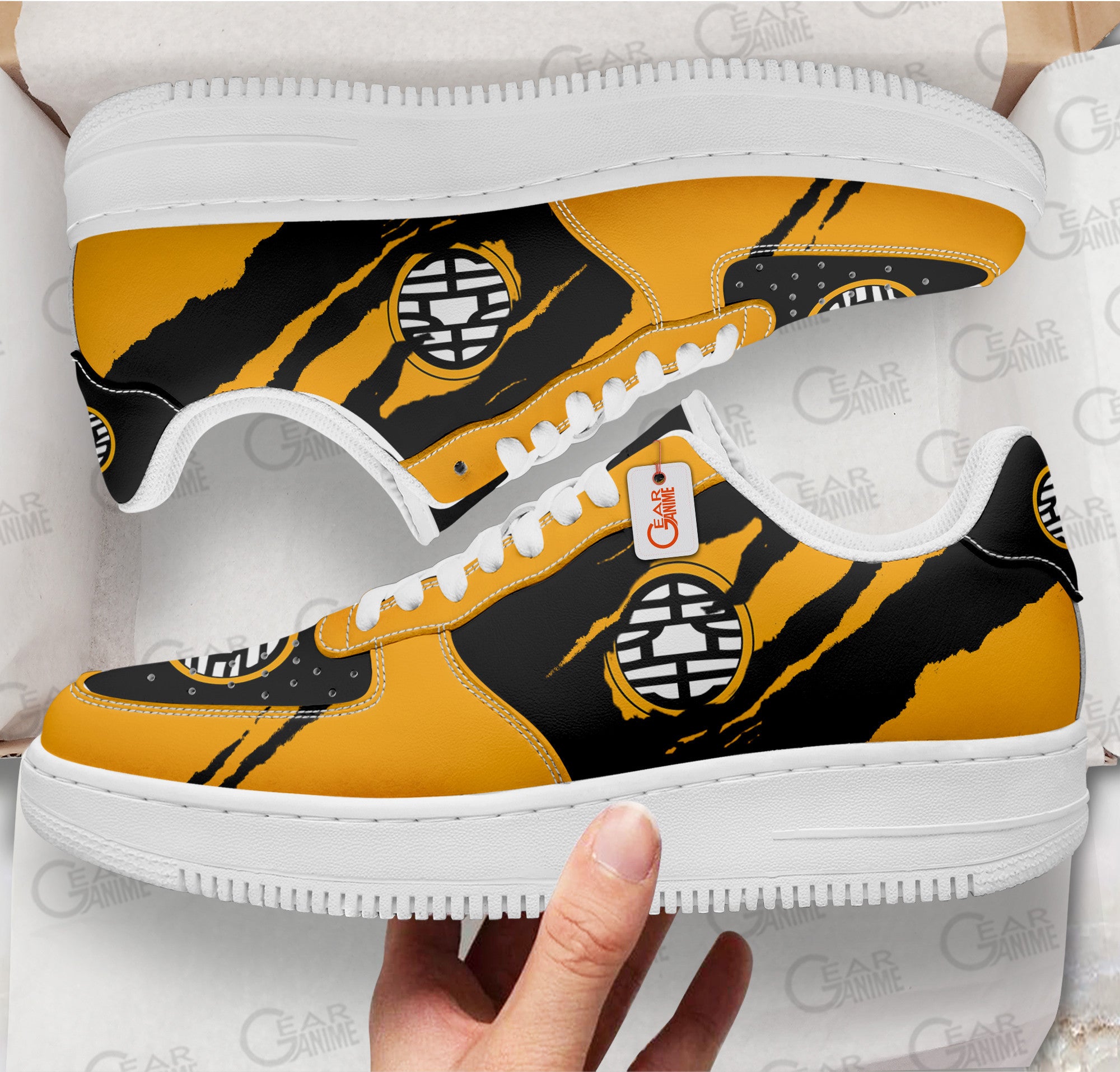 Baskets Anime Goku King Kai Symbol en Cuir Chaussures Basses Unisexes Dragon Ball
