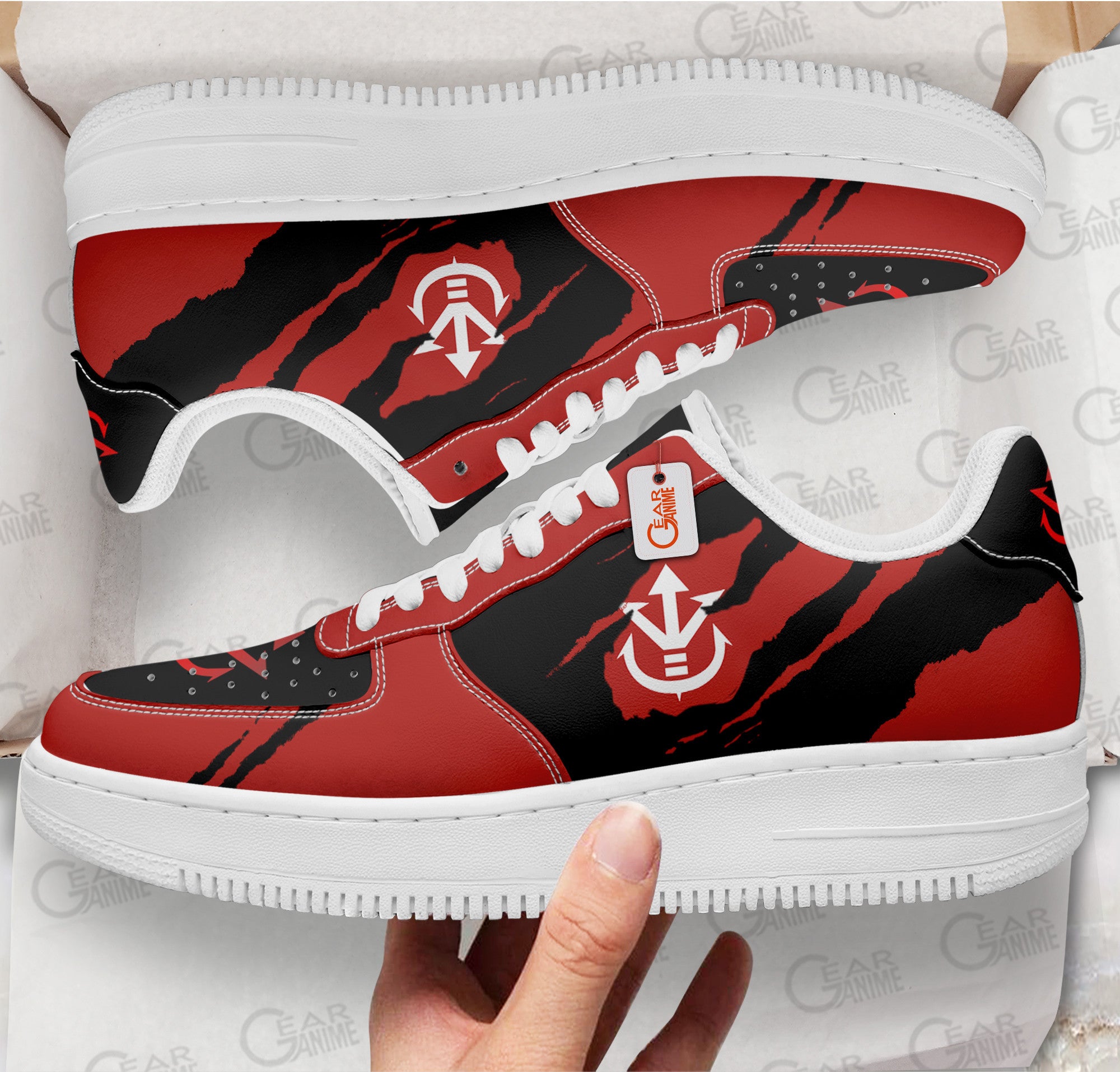 Baskets Anime Vegeta Saiyan Symbol en Cuir Chaussures Basses Unisexes Dragon Ball