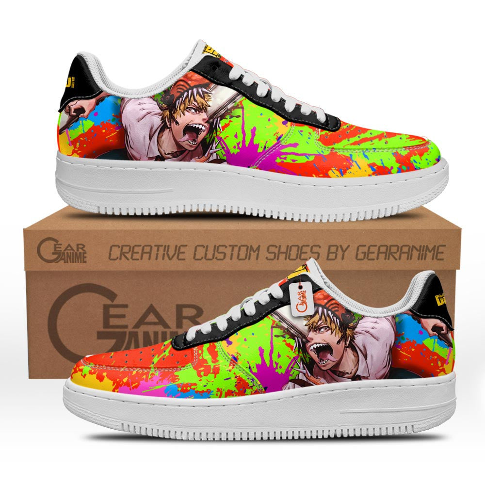 Baskets Anime Denji en Cuir Chaussures Basses Unisexes Anime Manga