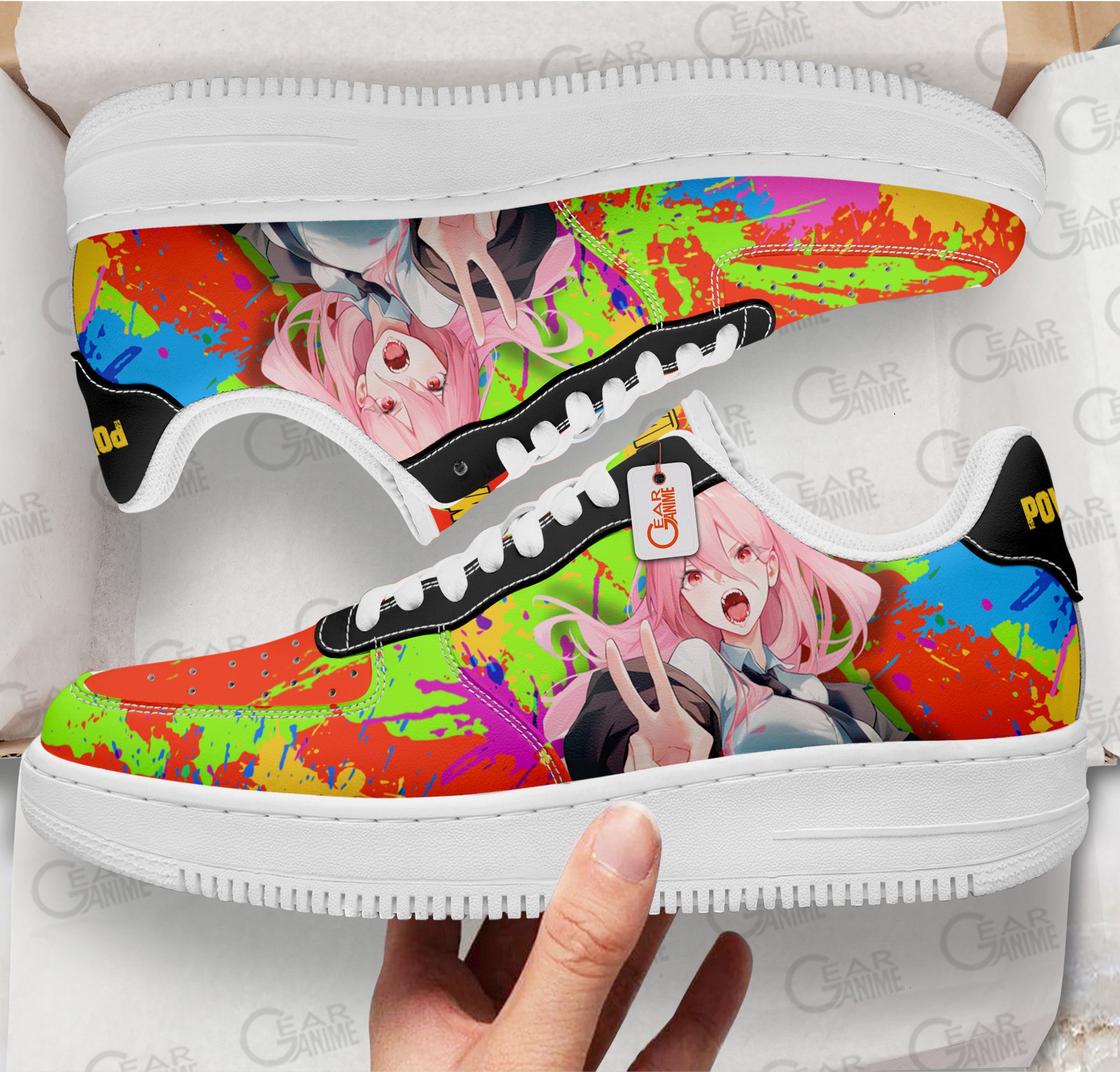 Baskets Anime Power en Cuir Chaussures Basses Unisexes Anime Manga
