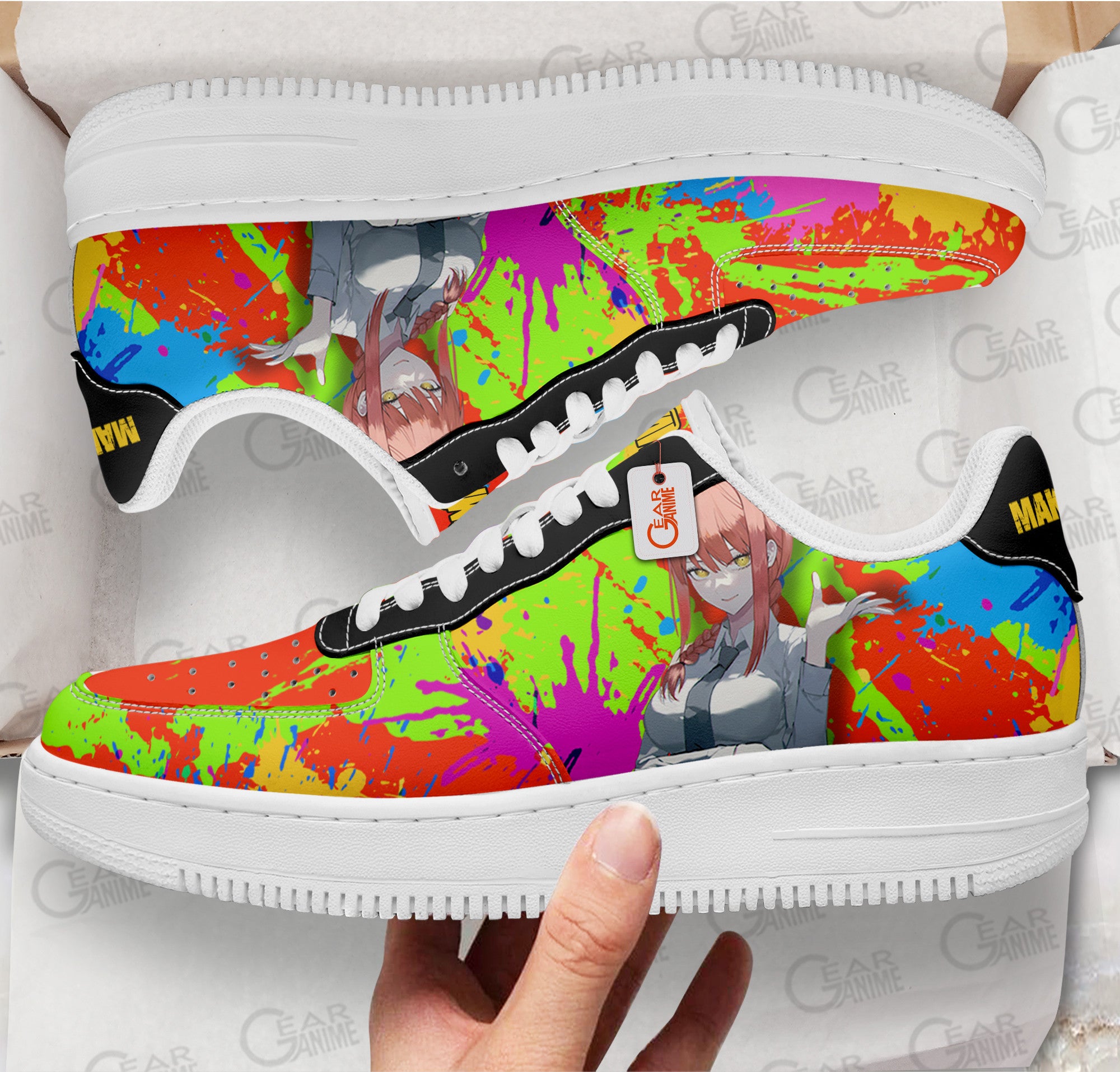 Baskets Anime Makima en Cuir Chaussures Basses Unisexes Anime Manga