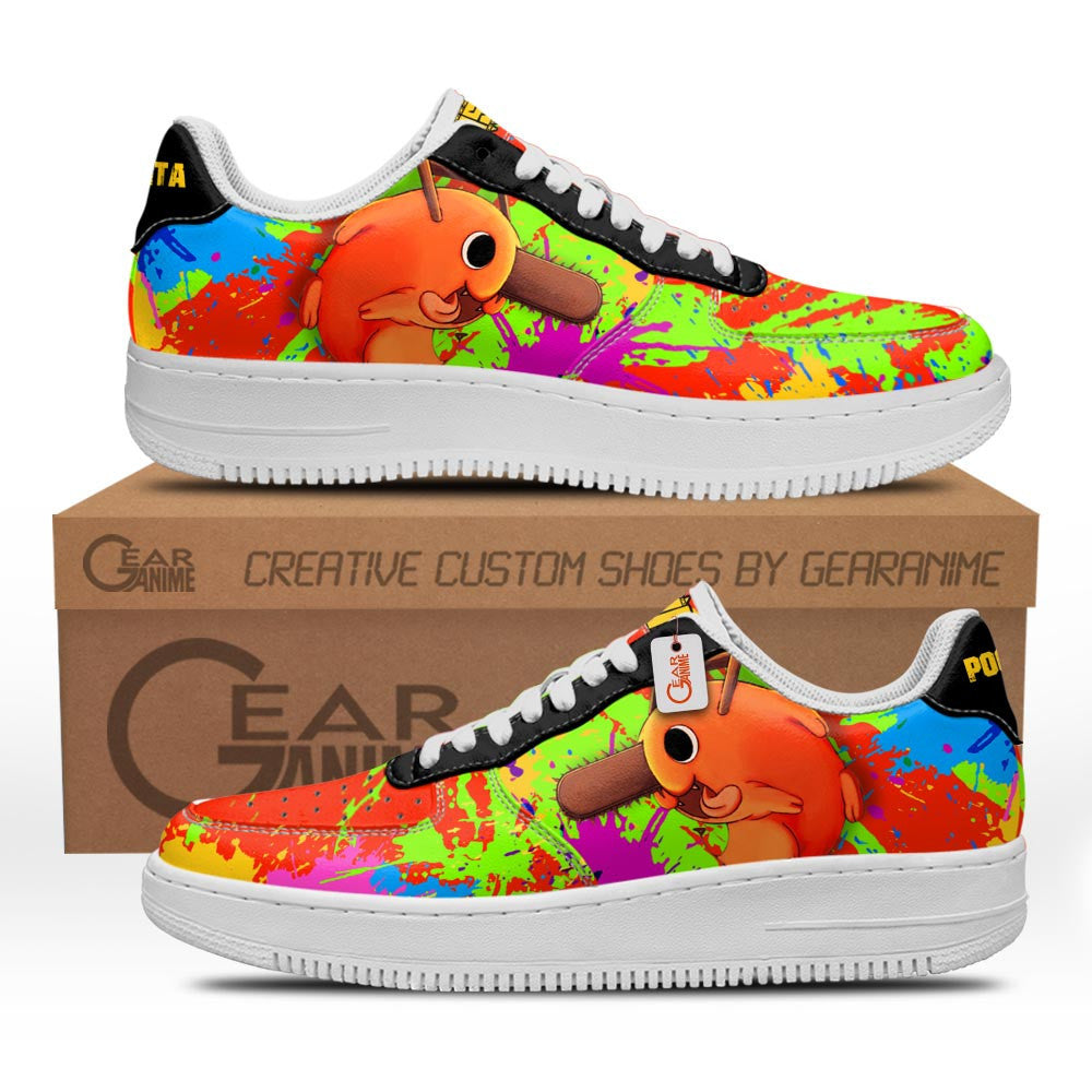 Baskets Anime Pochita en Cuir Chaussures Basses Unisexes Anime Manga