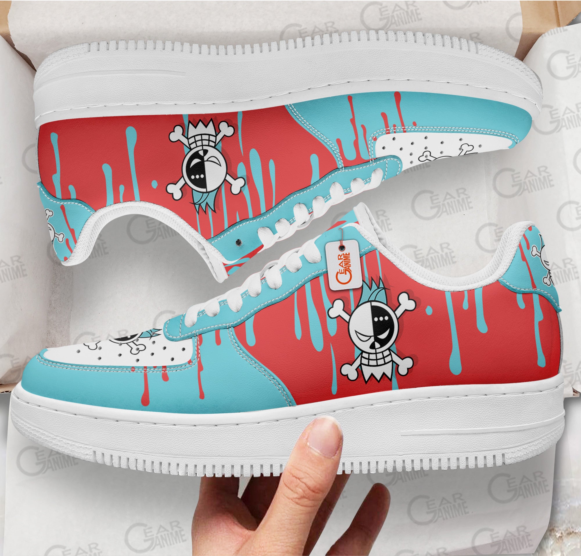 Baskets Anime Franky Symbol en Cuir Chaussures Basses Unisexes Anime Manga