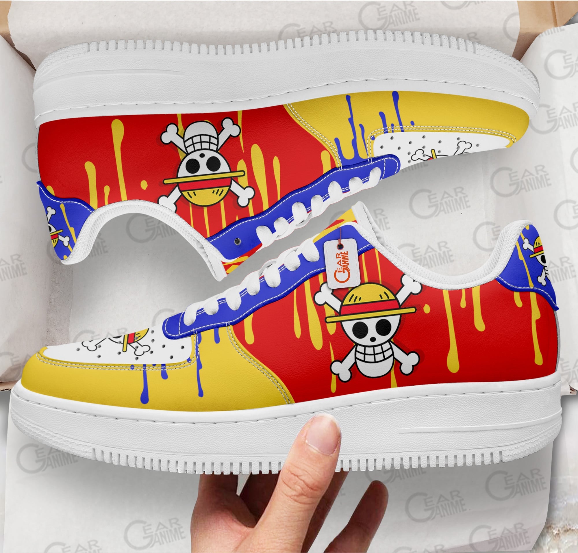 Baskets Anime Monkey D. Luffy Symbol en Cuir Chaussures Basses Unisexes One Piece