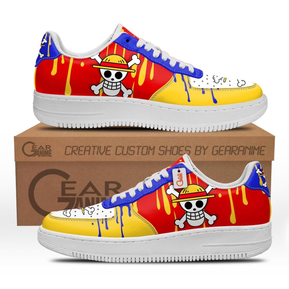 Baskets Anime Monkey D. Luffy Symbol en Cuir Chaussures Basses Unisexes One Piece