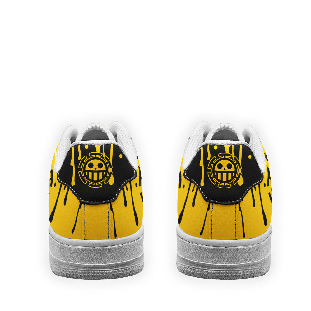 Baskets Anime Trafalgar Law Custom Low-Top Leather Sneakers Jolly Roger en Cuir Chaussures Basses Unisexes Anime Manga