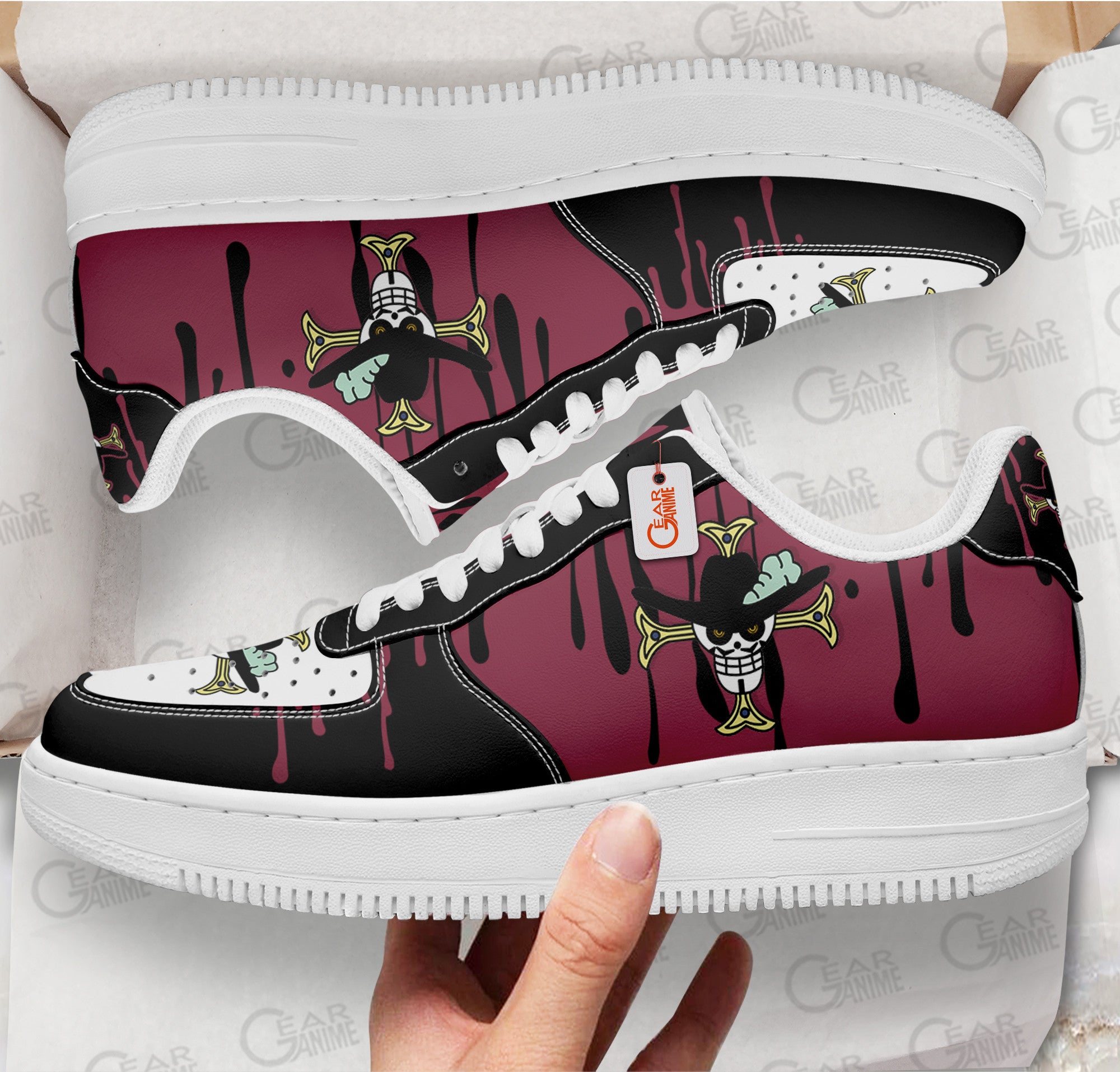 Baskets Anime Dracule Mihawk Symbol en Cuir Chaussures Basses Unisexes Anime Manga