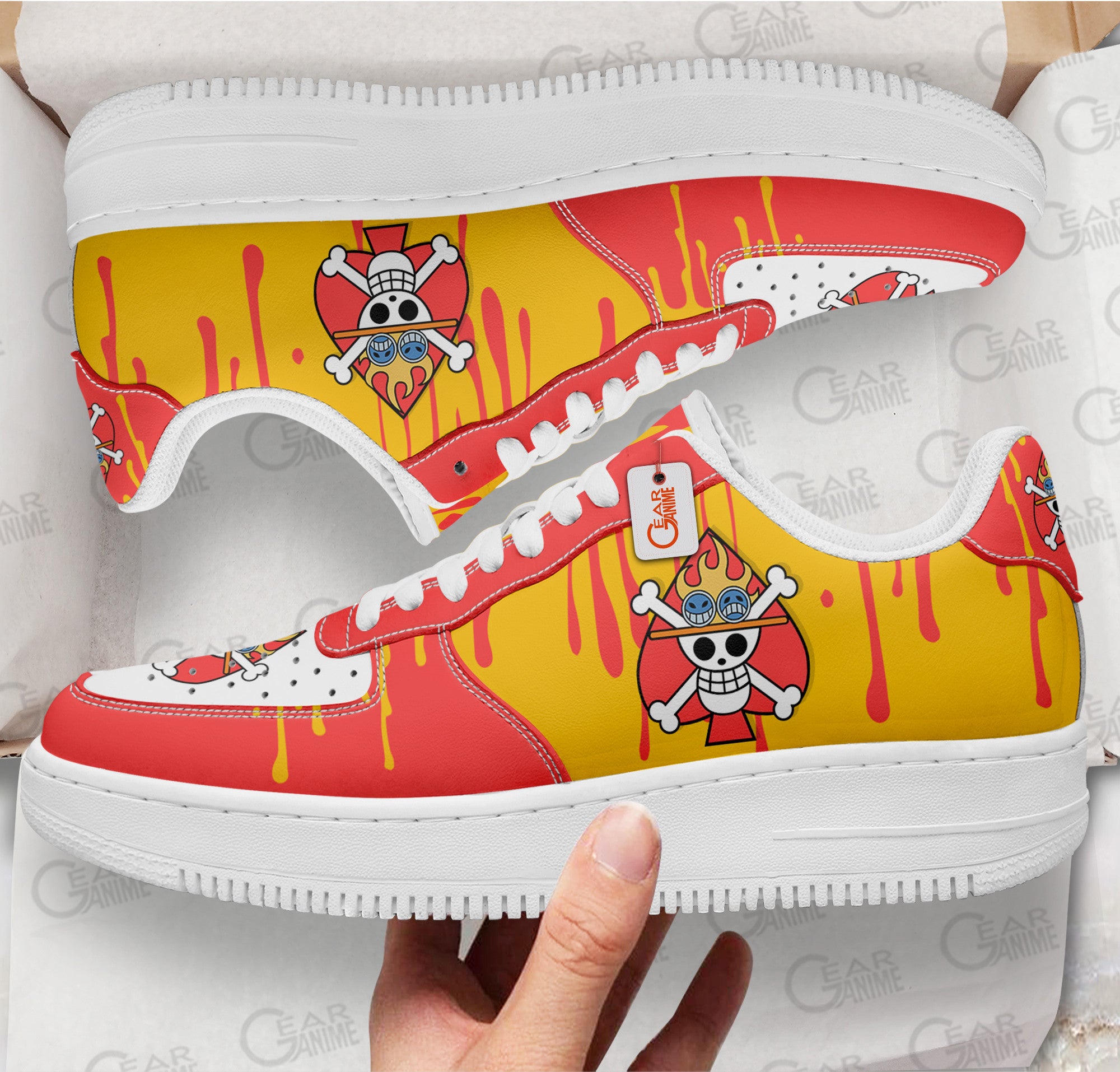 Baskets Anime Portgas D. Ace Symbol en Cuir Chaussures Basses Unisexes Anime Manga