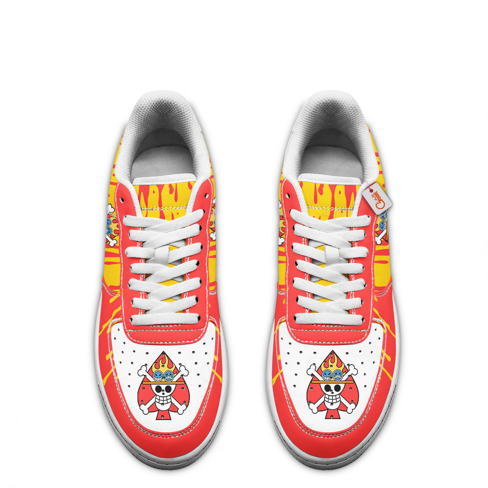 Baskets Anime Portgas D. Ace Symbol en Cuir Chaussures Basses Unisexes Anime Manga