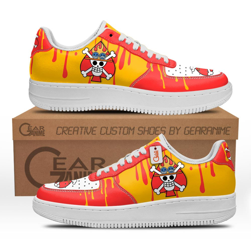 Baskets Anime Portgas D. Ace Symbol en Cuir Chaussures Basses Unisexes Anime Manga