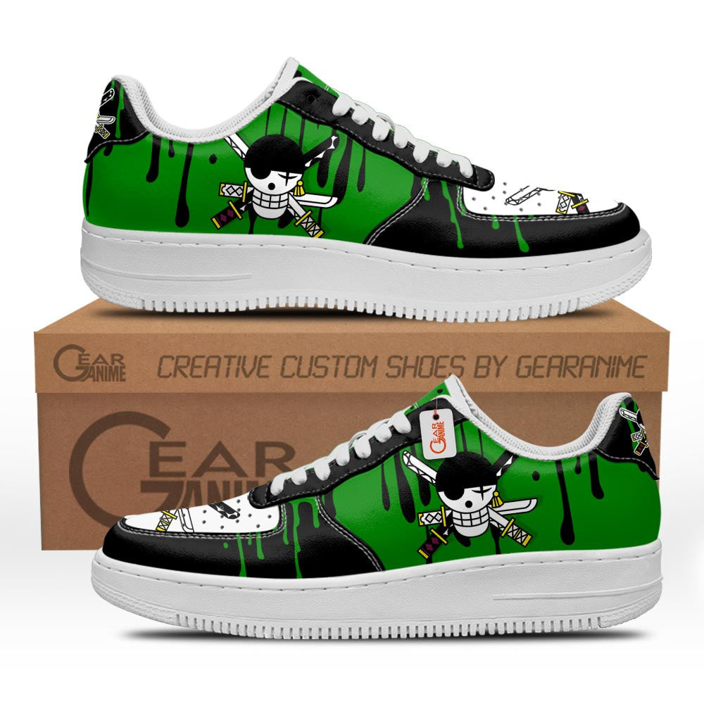 Baskets Anime Zoro Roronoa Symbol en Cuir Chaussures Basses Unisexes One Piece