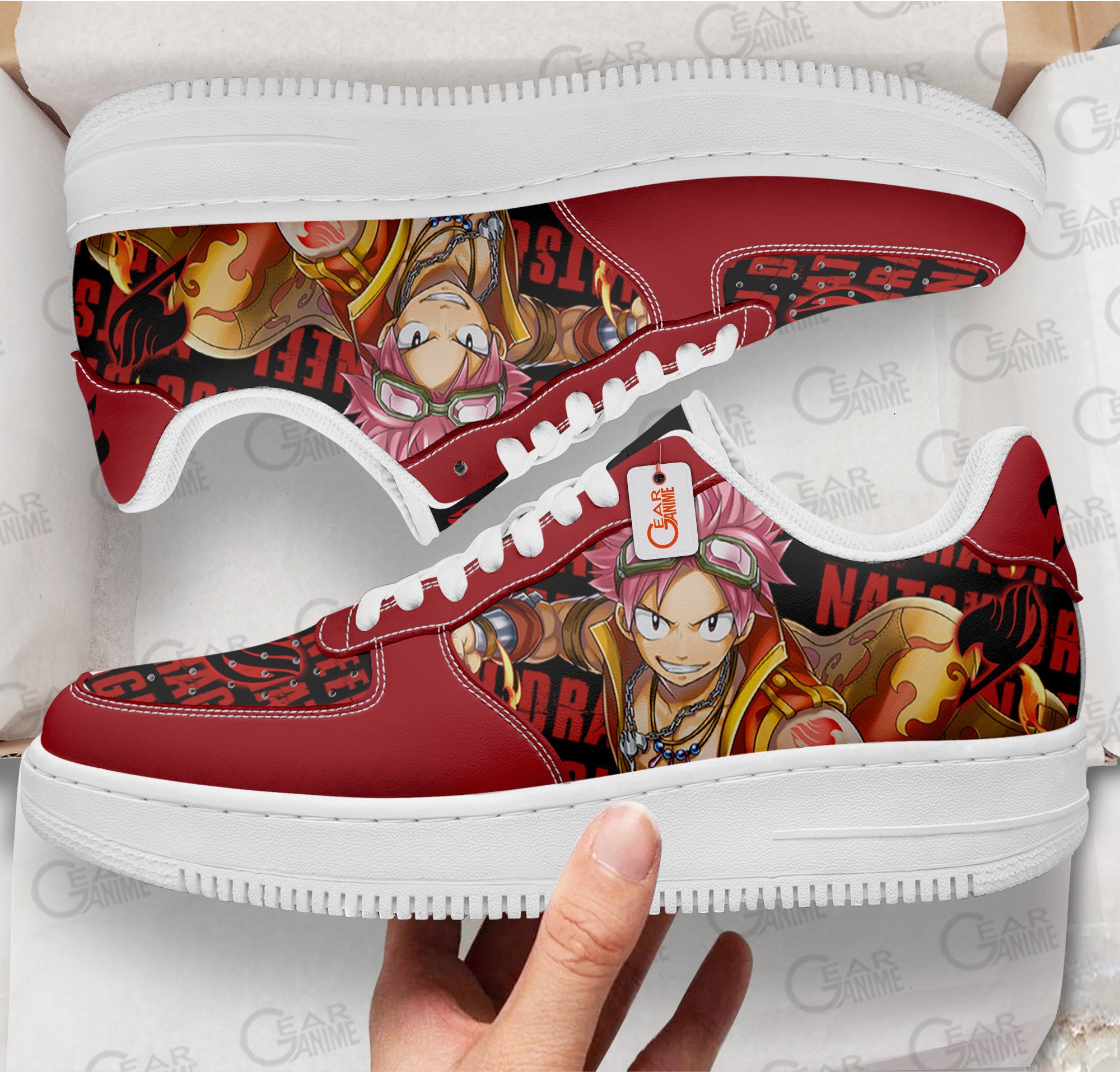 Baskets Anime Natsu Dragneel en Cuir Chaussures Basses Unisexes Anime Manga