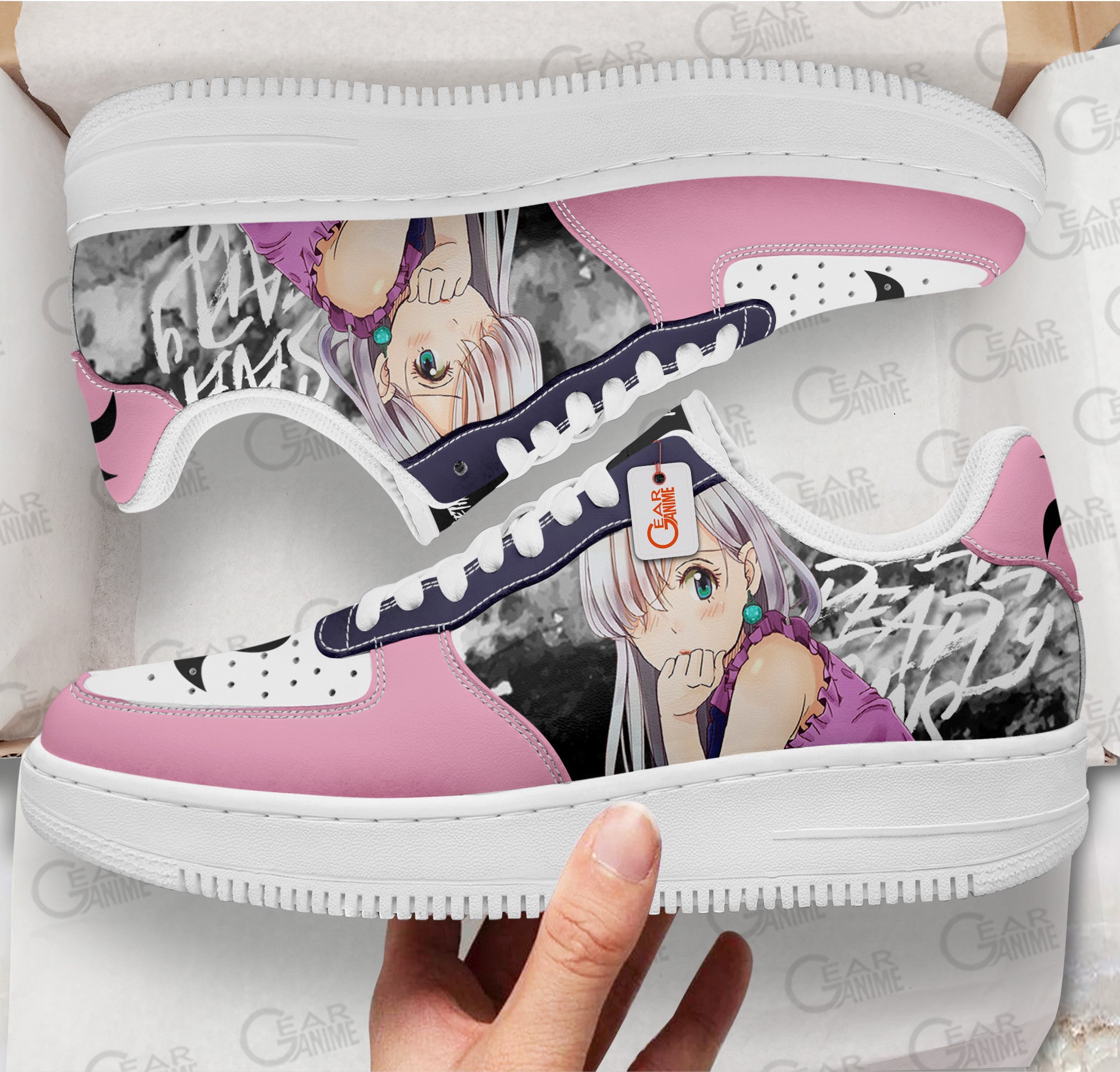 Baskets Anime Elizabeth Liones en Cuir Chaussures Basses Unisexes Anime Manga