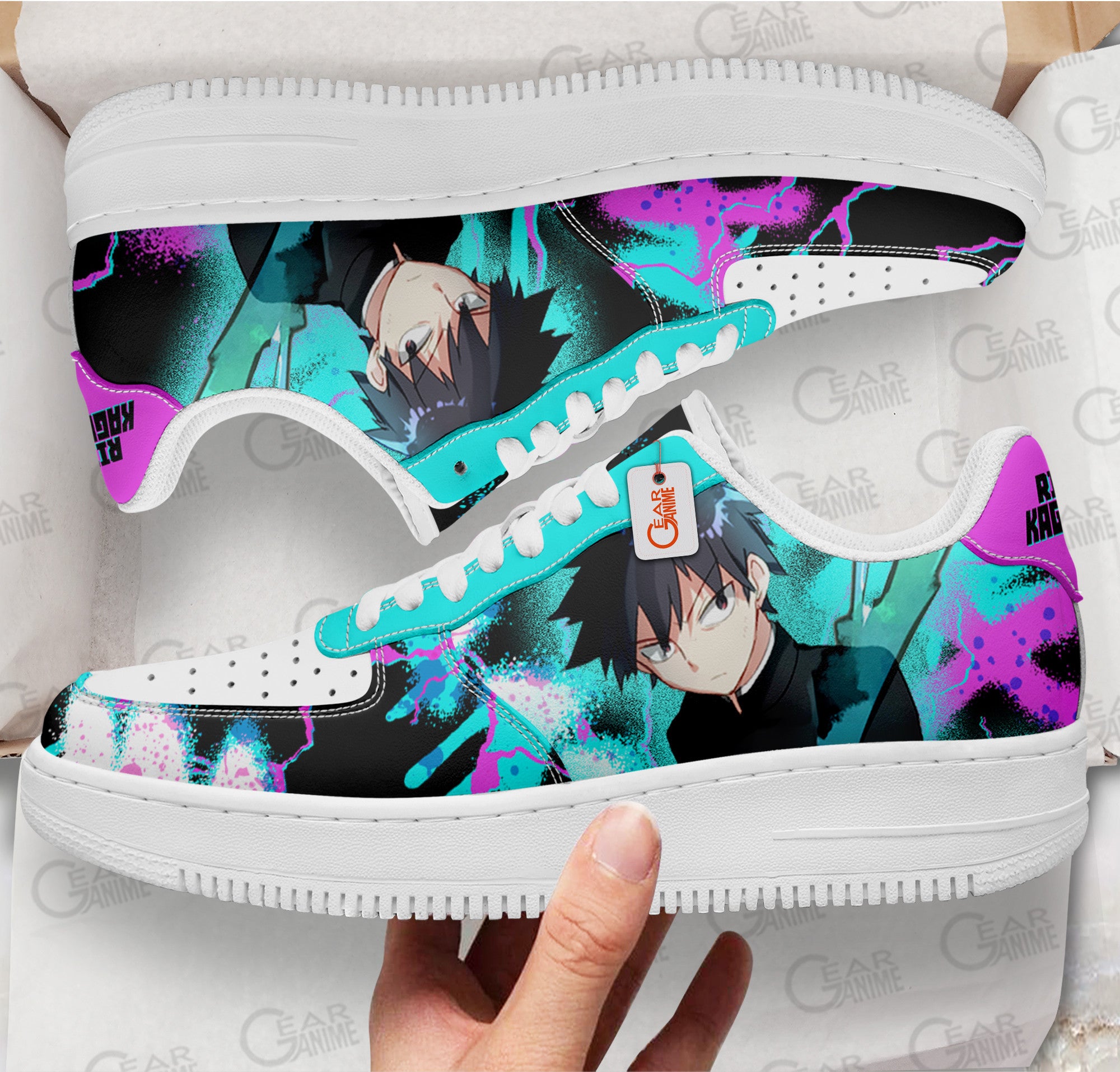 Baskets Anime Ritsu Kageyama en Cuir Chaussures Basses Unisexes Anime Manga