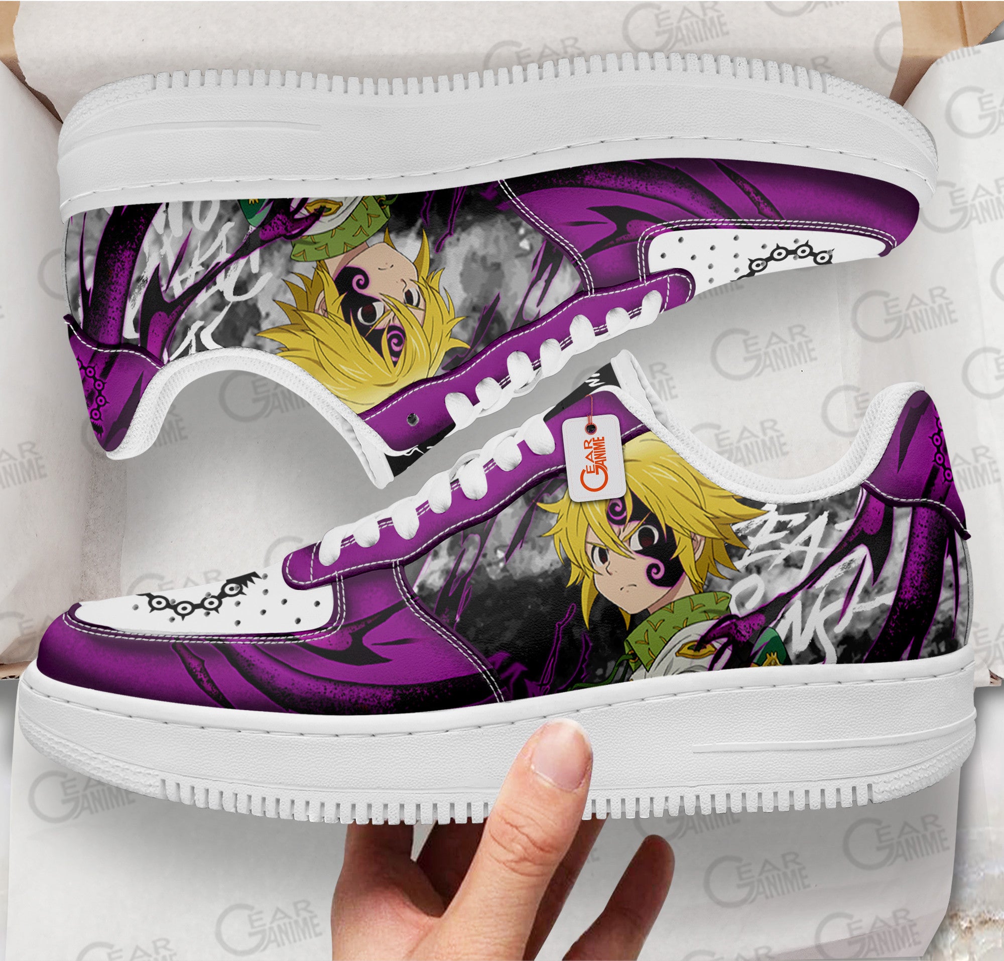 Baskets Anime Meliodas Dragon's Sin of Wrath en Cuir Chaussures Basses Unisexes Anime Manga