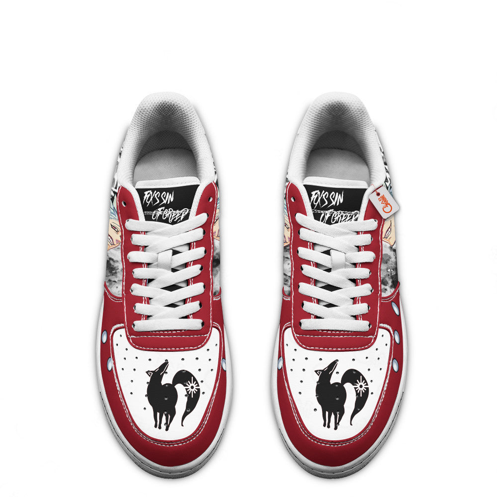 Baskets Anime Ban Fox's Sin of Greed en Cuir Chaussures Basses Unisexes Anime Manga