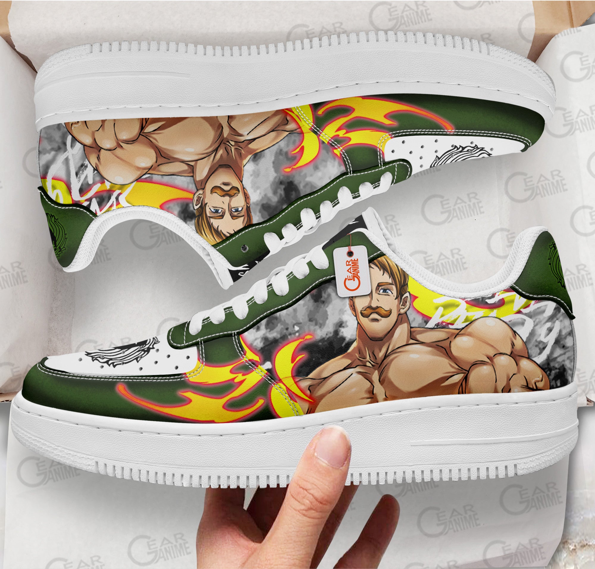 Baskets Anime Escanor Lion's Sin of Pride en Cuir Chaussures Basses Unisexes Anime Manga