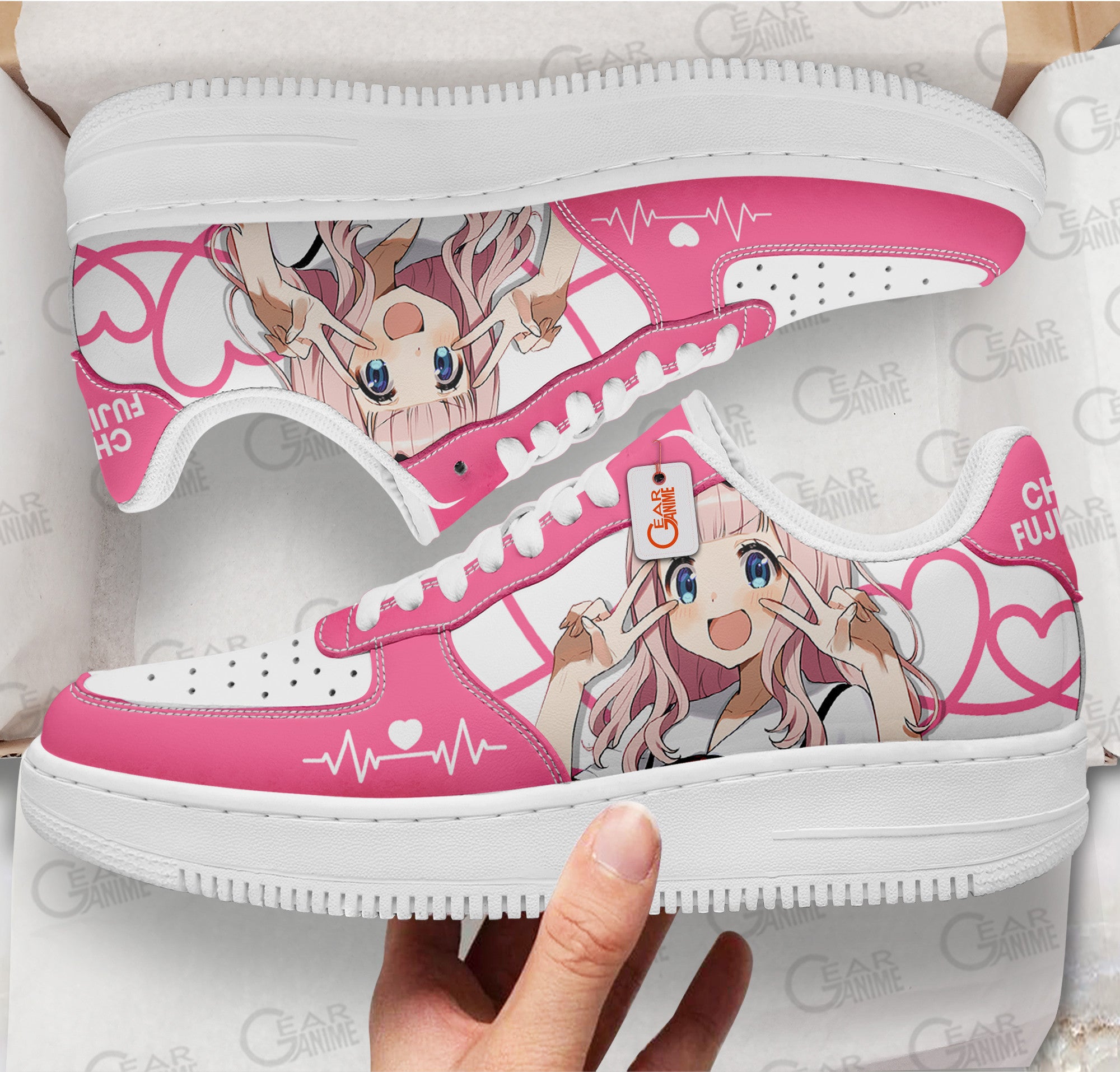 Baskets Anime Chika Fujiwara en Cuir Chaussures Basses Unisexes Anime Manga