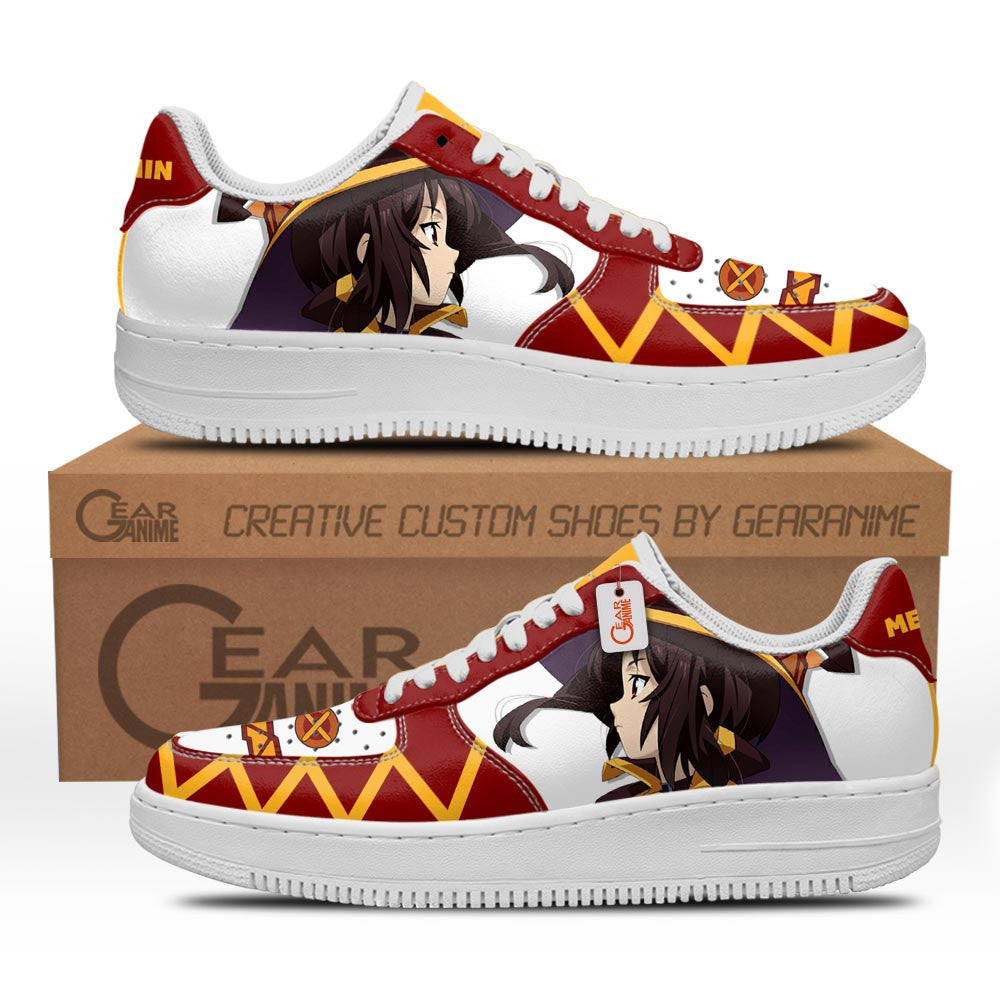 Baskets Anime Megumin Custom Low-Top Leather Sneakers KonoSuba en Cuir Chaussures Basses Unisexes Anime Manga