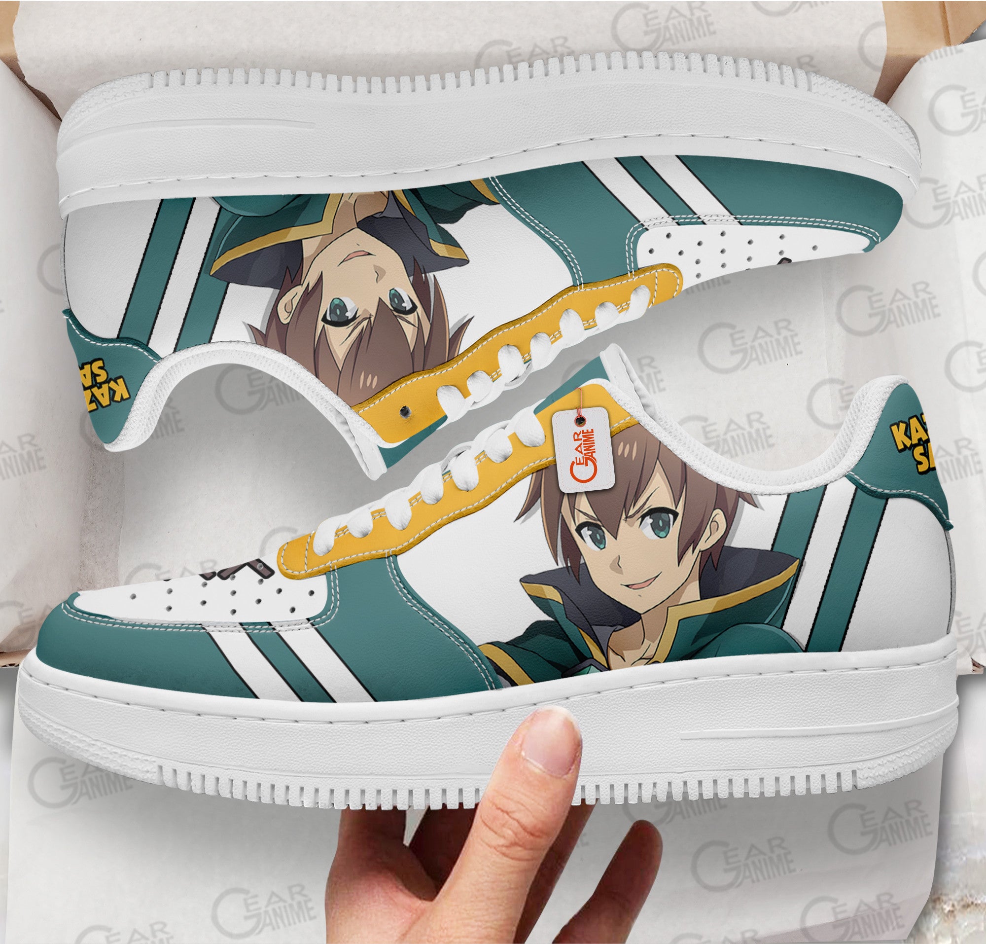 Baskets Anime Kazuma Satou Custom Low-Top Leather Sneakers KonoSuba en Cuir Chaussures Basses Unisexes Anime Manga