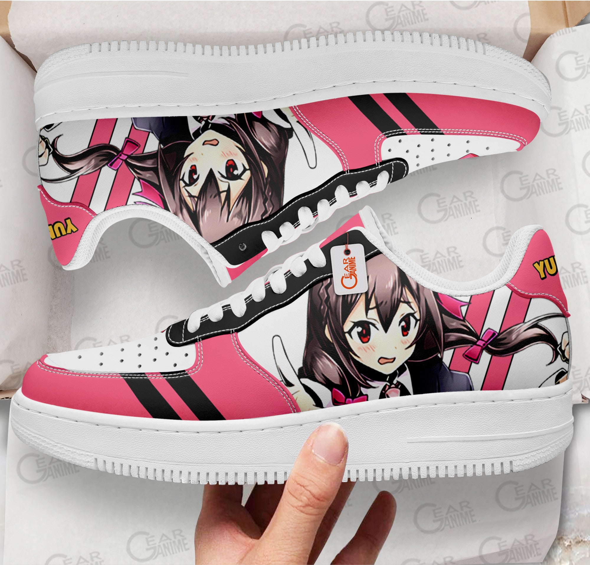 Baskets Anime Yunyun Custom Low-Top Leather Sneakers KonoSuba en Cuir Chaussures Basses Unisexes Anime Manga