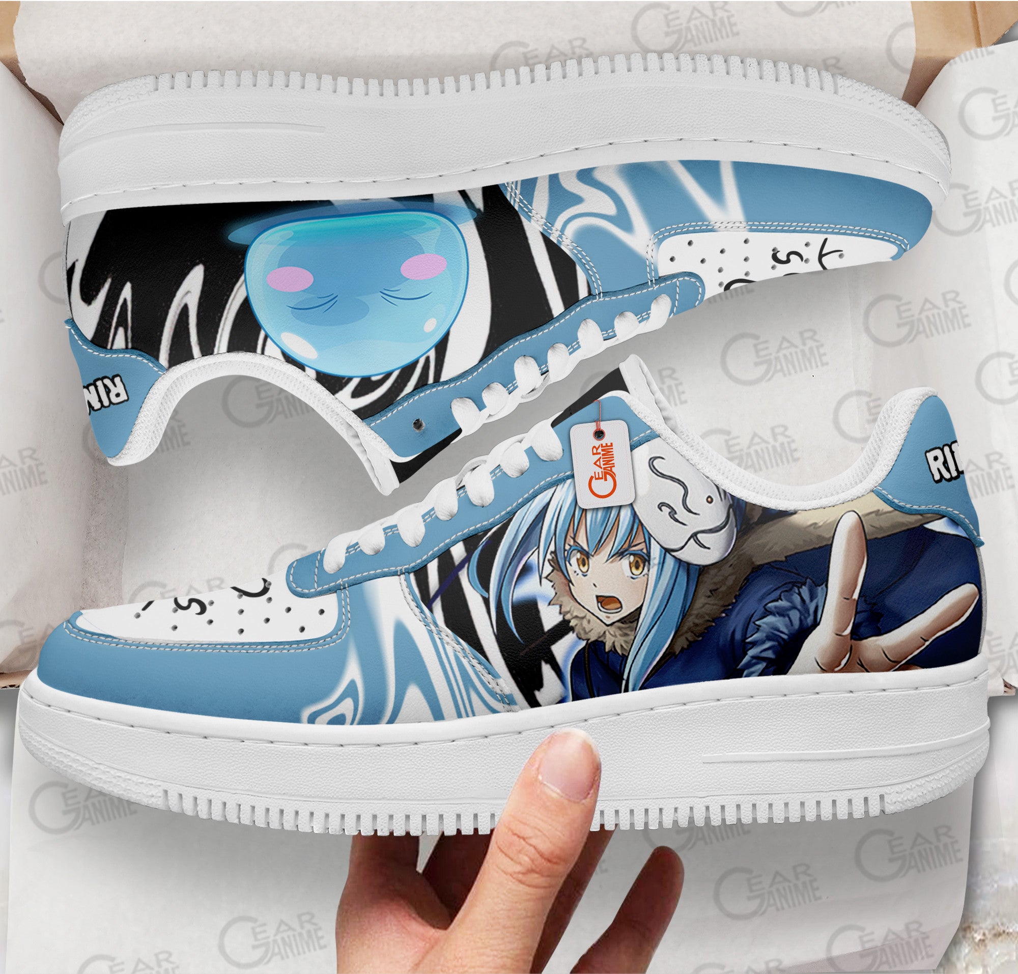 Baskets Anime Rimuru Tempest Custom Low-Top Leather Sneakers That Time I Got Reincarnated As A Slime en Cuir Chaussures Basses Unisexes Anime Manga