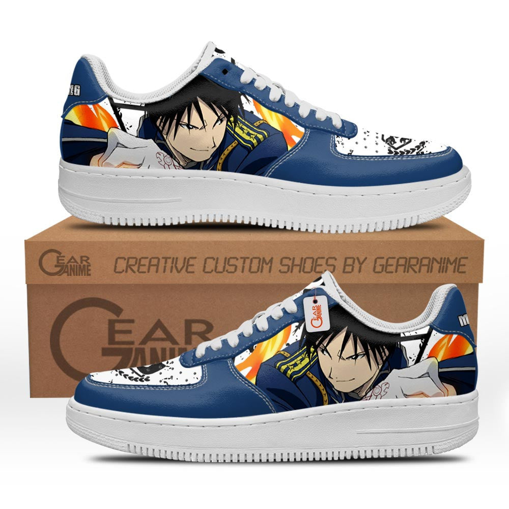 Baskets Anime Roy Mustang en Cuir Chaussures Basses Unisexes Anime Manga